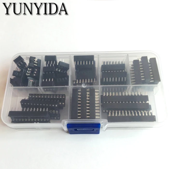 66 шт./лот DIP IC розетки адаптер паяльный Тип Комплект розеток 6 8 14 16 18 20 24 28 контактов