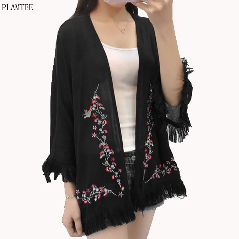 Винтажные вышитые цветы весенние пальто женские 4 цвета летние кардиганы которые