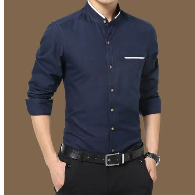 Новинка Осенняя Хлопковая мужская рубашка с длинными рукавами Свободная