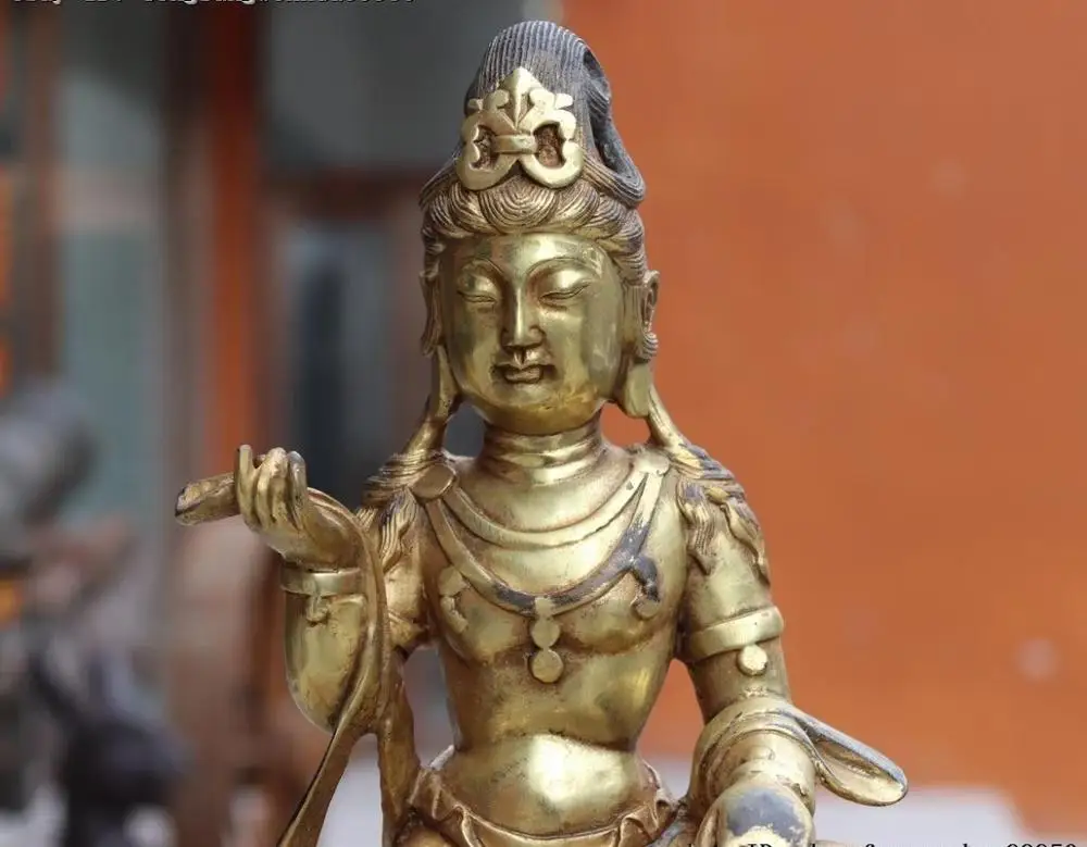 Тибетский медный блеск Kwan-yin Guan Yin GuanYin Avalokitesvara статуя божества Будды | Дом и сад
