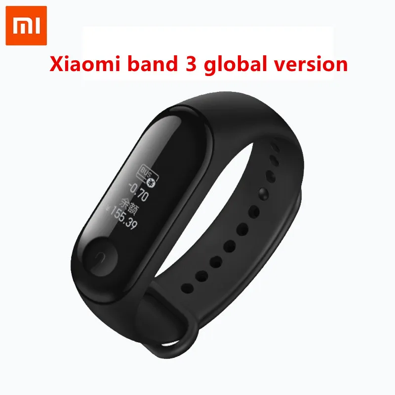 band 3 global ver Xiaomi Mi-браслет 3 полосы 3 Смарт-браслет 0,7" OLED сенсорный экран 5 АТМ плавание Отклонение вызова Пульс шаг время - Цвет: band 3 global ver
