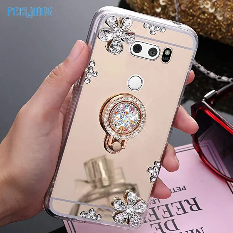 DIY мягкий зеркальный чехол для LG V30 украшенная крышка coque с алмазами V10 V20 G3 G4 G5 G6 G7