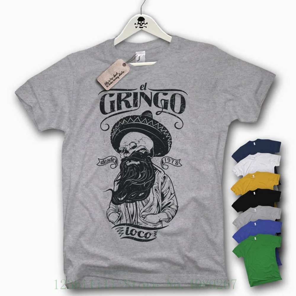 Футболка-El Gringo Loco-Skull борода старая школа Мексиканский Топ размеры S M L Xl Xxl