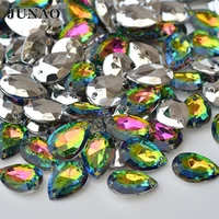 junao 1318mm sewing rainbow drops rhinestone sewn acrylic crystal stones pointback strass diamond for clothes needlework crafts