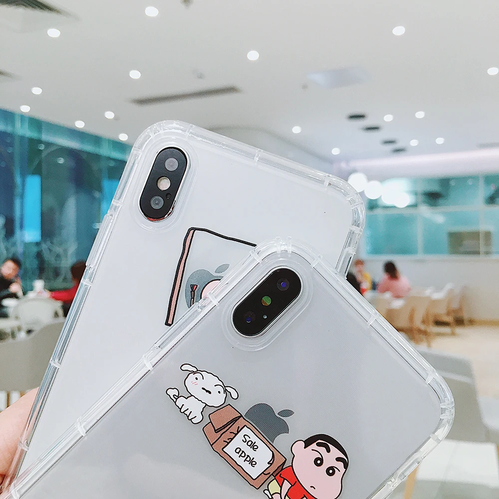 Мультяшный чехол для телефона Crayon Shin-chan с оригинальным логотипом Мягкий чехол из ТПУ для iPhone 6 6s 7 8 Plus X XS XR XSMax 11 Pro Max