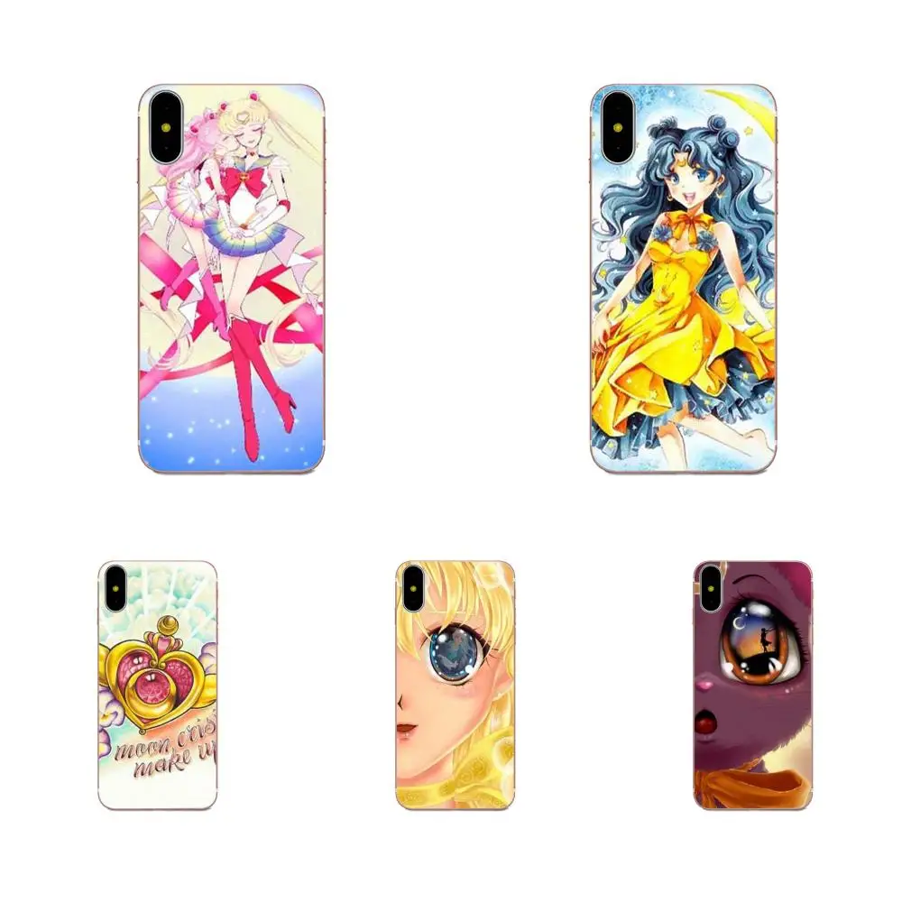 Сейлор Мун и кот для Apple iPhone X XS Max XR 4 4S 5 5C 5S SE 6 6S 7 8 Plus Мягкий Силиконовый ТПУ печать