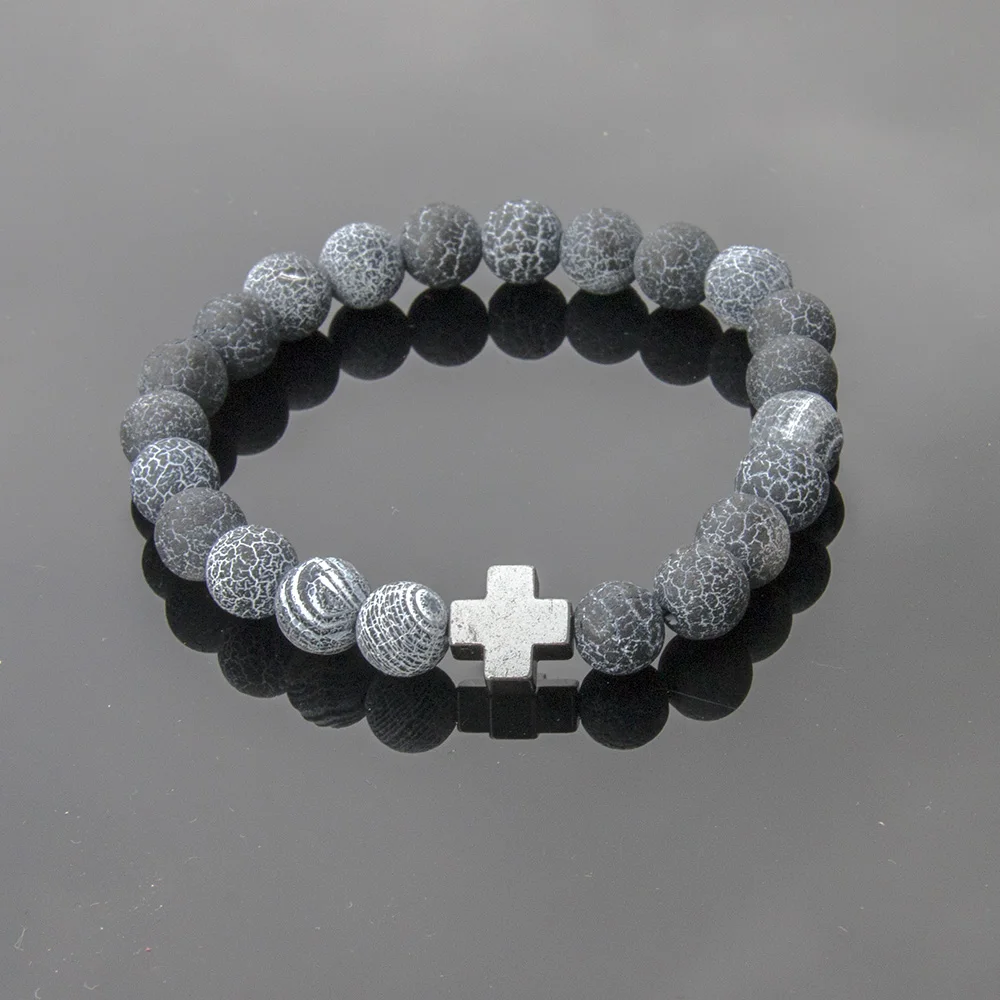 2016 New Fashion Weathering Black Onyx Charm Bracelets For Men Popular boys Imperial Cross Macrame Strand Beads | Украшения и