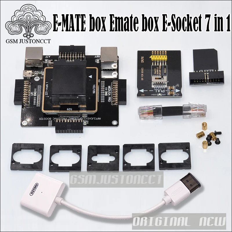 

Новая E-MATE коробка Emate box E-Socket 6 в 1 (+ 1 шт. кабель) без сварки BGA169E BGA162 BGA221 поддержка EASYJTAG PLUS ATF GPG EMMC box