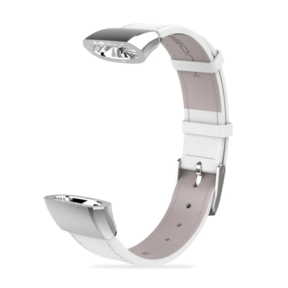 Silver White Mijobs кожаный ремешок для huawei Band 2 Pro B29 B19 умный Браслет фитнес-трекер Смарт-часы с заменой ремешка браслет - Цвет: Silver White