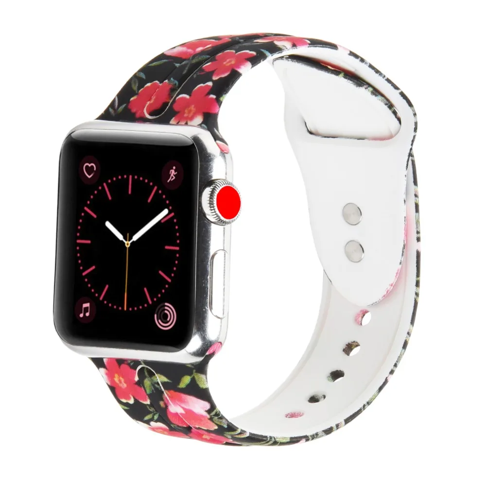 Мягкий силиконовый ремешок для часов Bemorcabo с принтом цветов Apple Watch 4 серии 40 мм 44 аксессуары смарт