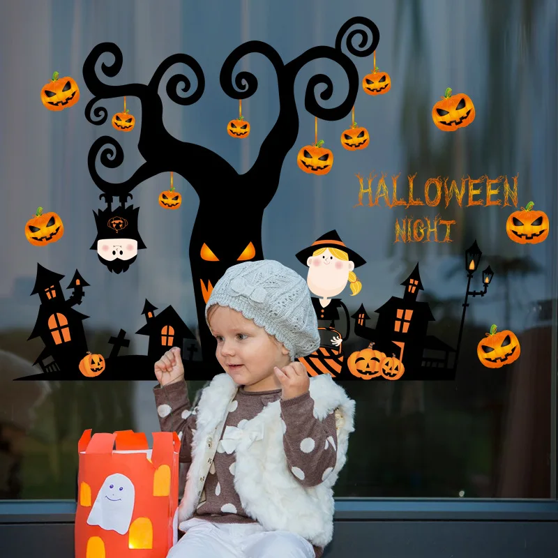 Explosion Models Halloween Stickers Glass Wall Shop Window Decorative Removable Pumpkin | Дом и сад