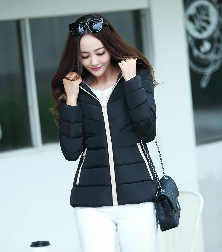 С капюшоном, большой размер 3Xl, casacos de inverno feminino, одноцветная короткая зимняя куртка для женщин, тонкая, с хлопковой подкладкой, Женское пальто, парка