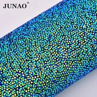 junao 2440cm black ab self adhesive crystal fabric rhinestones mesh trim resin stones applique hotfix strass sheet for crafts