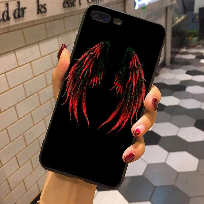 MaiYaCa Крылья ангела черный мягкий чехол для телефона для iphone X 8 8plus для iphone 7 7plus 6 6s plus 5 5S SE черный ТПУ чехол для телефона - Цвет: 8