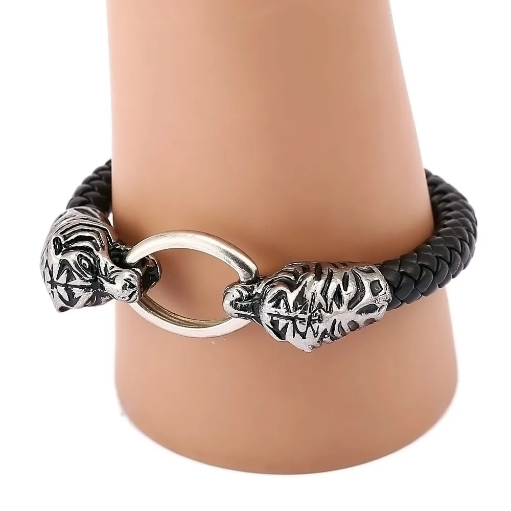 

10pcs/lot Wholesale Fashion Animal Jewelry Tiger Men's Bracelets Genuine Leather Bracelet male Vintage creative Boutique