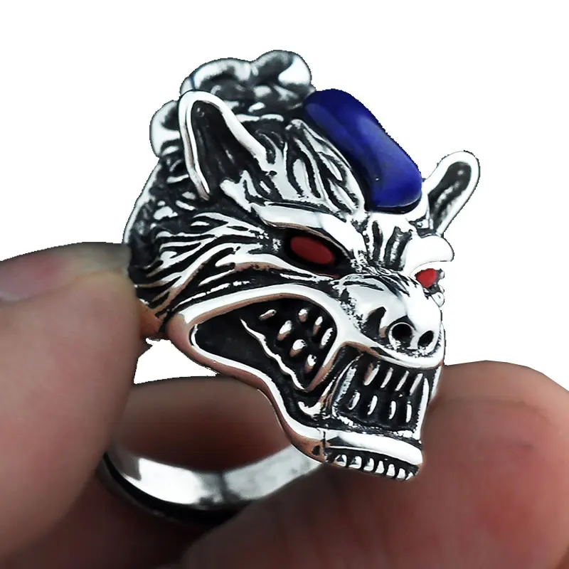 Кольца FNJ искусственное серебро кольцо в стиле панк животное волк натуральный