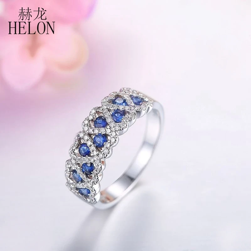 HELON, 0.95CT, натуральные сапфиры, бриллианты, кольцо, твердое, 18 k, белое золото, обручение, драгоценный камень, браслет, изысканное ювелирное изделие, элегантный, уникальный подарок для женщин