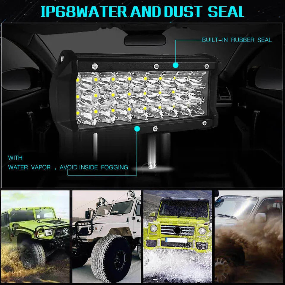 7 Inch 72W Led Work Light Bar Tri-Row Off Road 4x4 Fog Driving for Motorcycle Truck Tractor SUV 12V Boat | Автомобили и мотоциклы