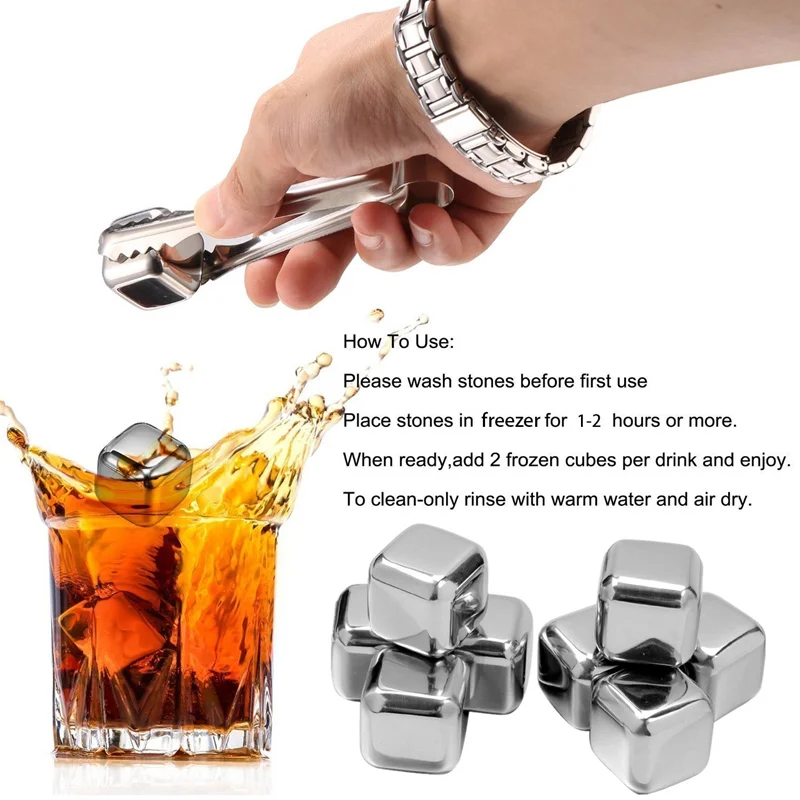 Охлаждающие камни кубики льда из нержавеющей стали многоразовый кубик для