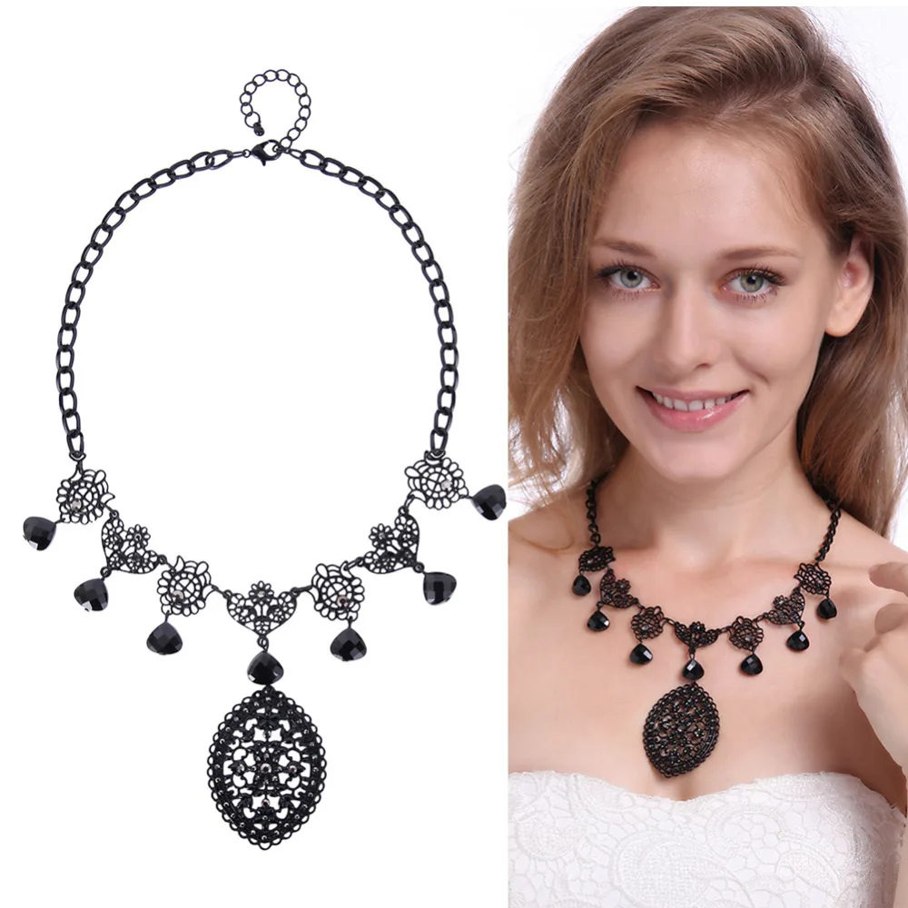 Новый Горячий Drop Ожерелье Ретро Пистолет Черный Костюм Украшения Мода Макси