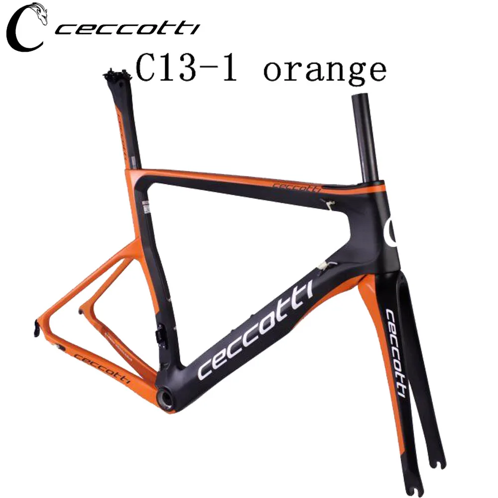 Карбоновая дорожная рама CECCOTTI brand оранжевая telaio bici da corsa carbonio XXS/XS/S/M/L карбоновая