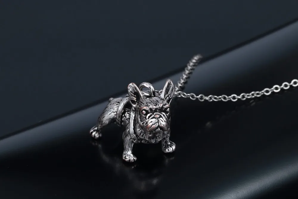 Kinitial ретро животное французская подвеска в форме бульдога Ожерелье Кольцо