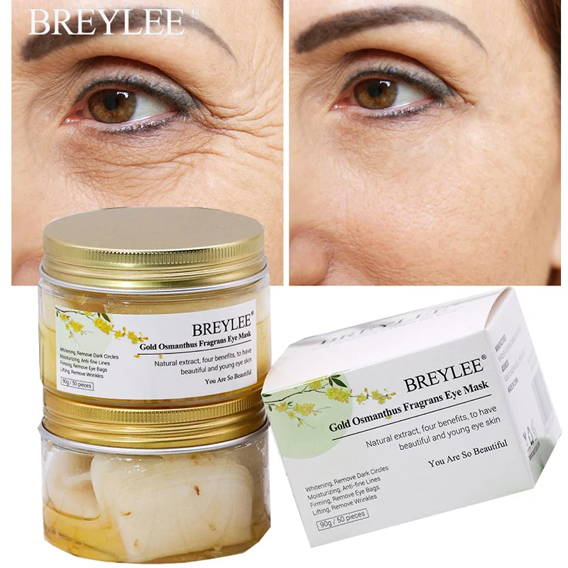 BREYLEE Gold osmanthus fragrans маска для глаз коллагеновая гелевая повязка для глаз уход за кожей лица удаление темных кругов подтягивающая укрепляющая сыворотка 50 шт