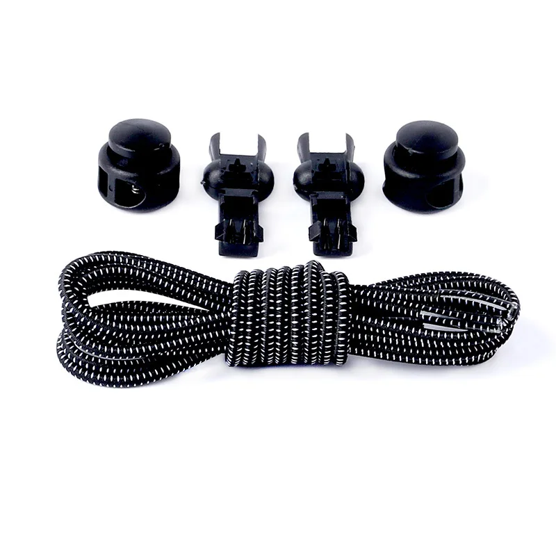 black white dot 1 пара шнурков, круглые шнурки без завязок, эластичные шнурки для обуви, шнурки для мальчиков и девочек - Цвет: black white dot