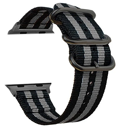 black gray Ремешок Nato для apple watch, ремешок для apple watch 5, 3, 4, ремешок 44 мм, 40 мм, 42 мм, 38 мм, ремешок iwatch, плетеный нейлоновый браслет, ремешок для часов - Цвет ремешка: black gray