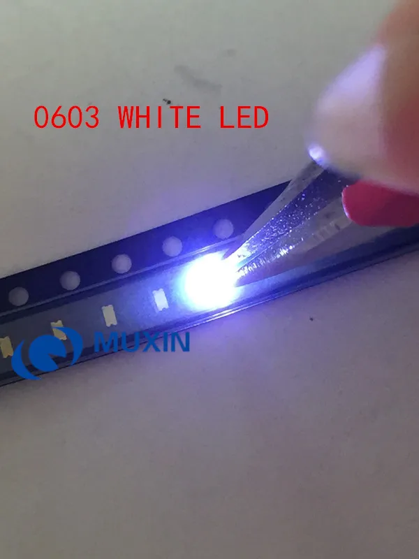 50 шт./лот маленькие белые лампочки 0603 SMD LED светоизлучающие диоды 1 6*0 8*0 4 мм 6000 6500K 3 0