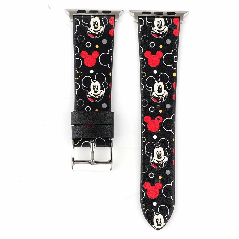 Mickey Black Ремешок YUKIRIN Dots Minnie Mickey из натуральной кожи для Apple Watch серии 4 3 2 1 ремешок для iWatch 38 42 мм 40 44 мм мышь - Цвет ремешка: Mickey Black