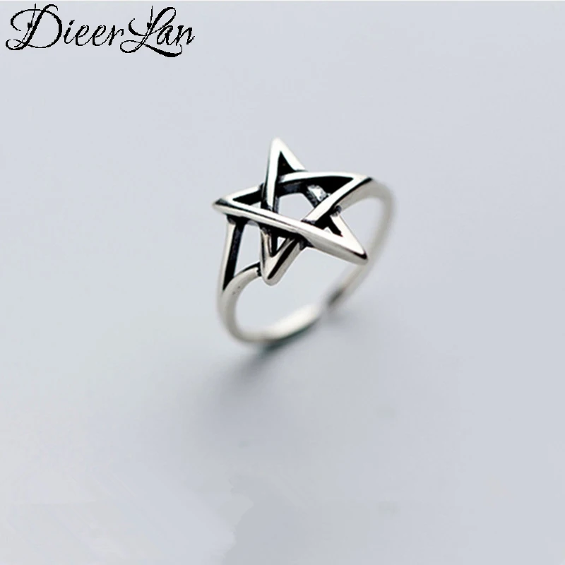 DIEERLAN, богемные, панк, 925 пробы, серебряные, Давид, звезда, кольца для женщин, Ретро стиль, винтажные, античные, кольца на палец, свадебные ювелирные изделия
