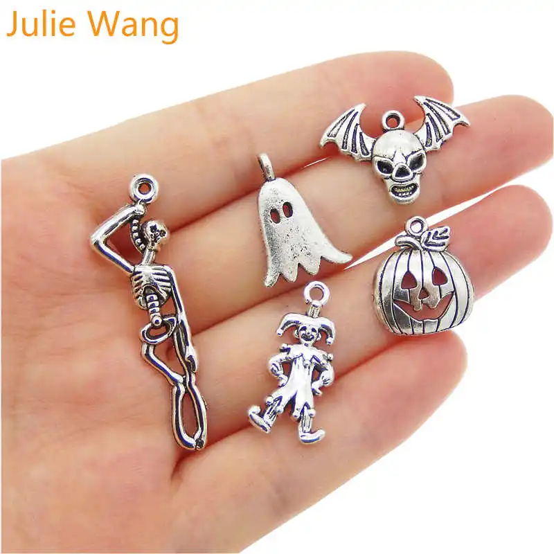 Julie Wang 5 шт. Подвески на Хэллоуин Смешанная Тыква Череп Призрак клоун ожерелье