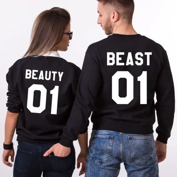Beauty Beast 01 одинаковые пары свитшоты женские топы мужские унисекс длинный рукав