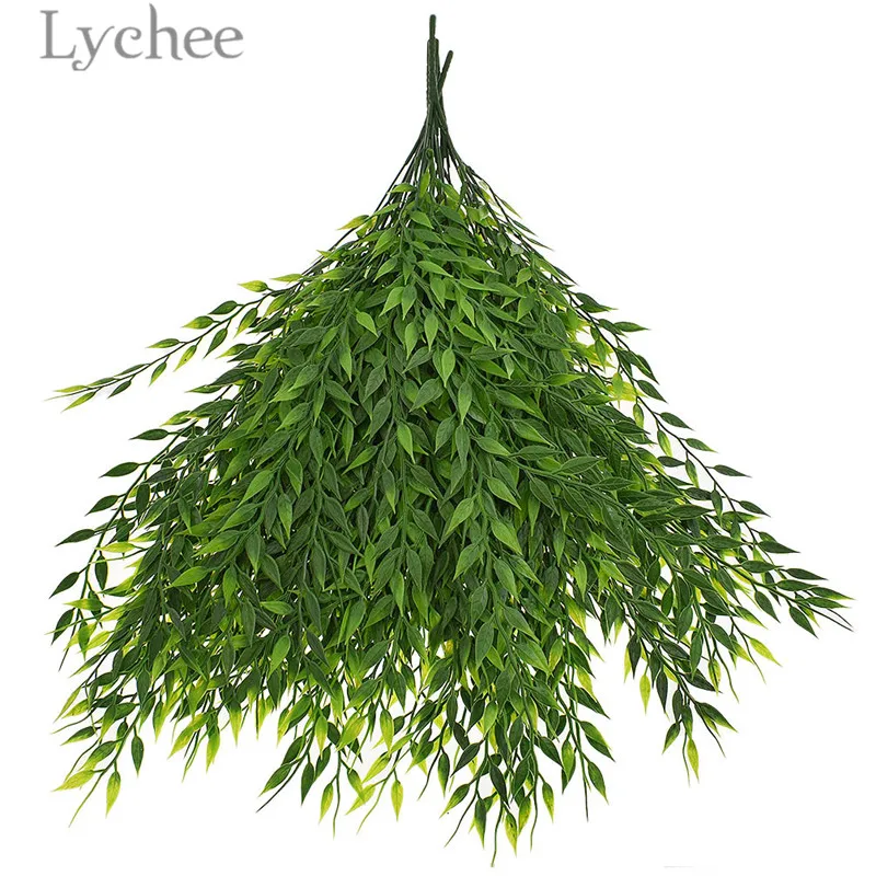 

Lychee Life 5pcs Green Hanging Willow Artificial Wall Decorative Plant Balcony Decoration Home Decoration