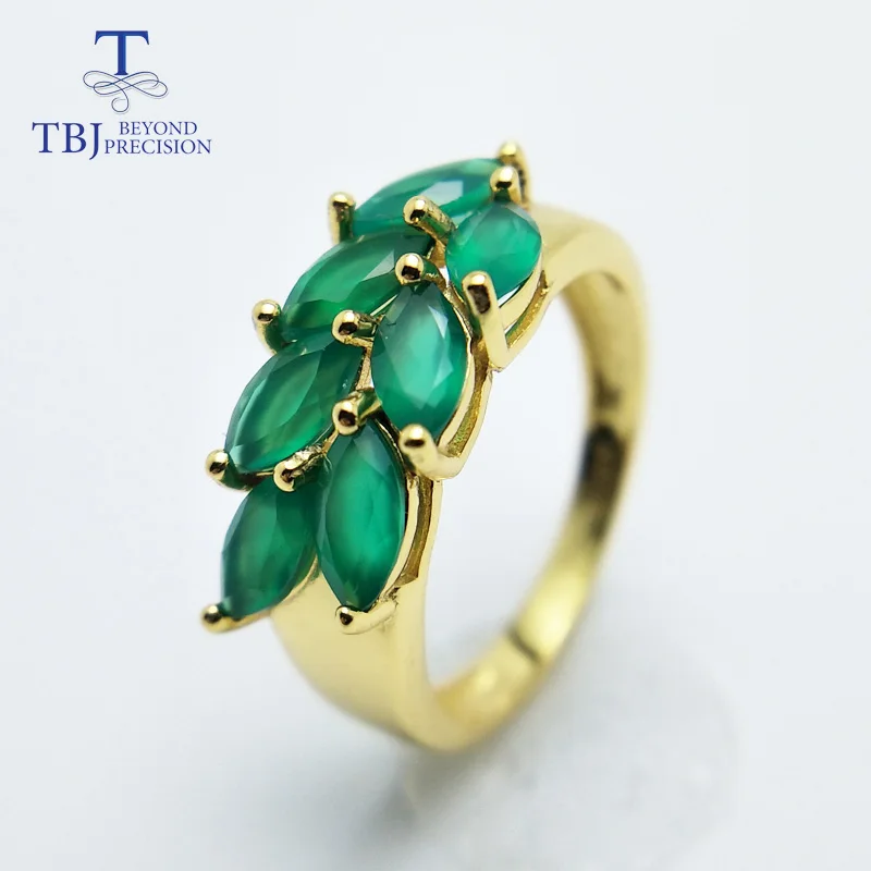 agate rings TBJ, лидер продаж, натуральный зеленый агат, серебро 925 пробы, модное ювелирное изделие для девушек и женщин, Черная пятница или Рождественский подарок - Цвет камня: agate rings