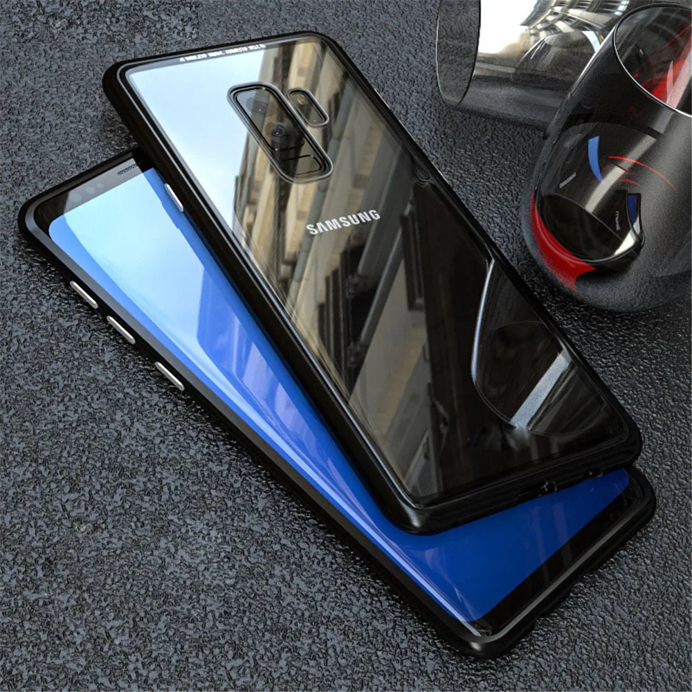 Магнитный флип чехол для samsung Galaxy S8 S9 Plus Note 8 9 S7 Edge H из закаленного стекла s