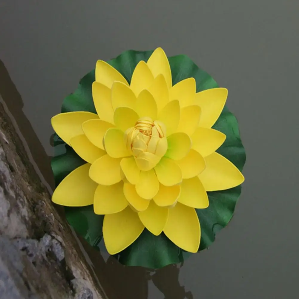 yellow 18 см плавающий Лотос искусственный цветок Свадебные вечерние украшения для дома DIY водяная Лилия для свадьбы поддельные растения бассейн пруд Декор - Цвет: yellow