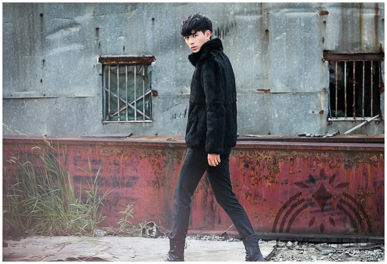 Шуба мужская из натурального цельного кроличьего меха любой размер