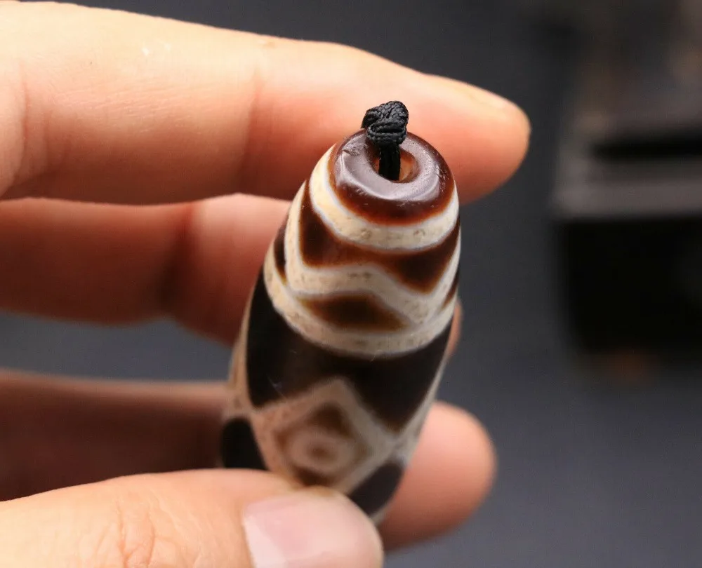 Treasure Magic Power LKbrotherMagic Tibetan Old Agate 4 Diamond Eye Water Wave Large dZi Bead Amulet LZK | Украшения и аксессуары