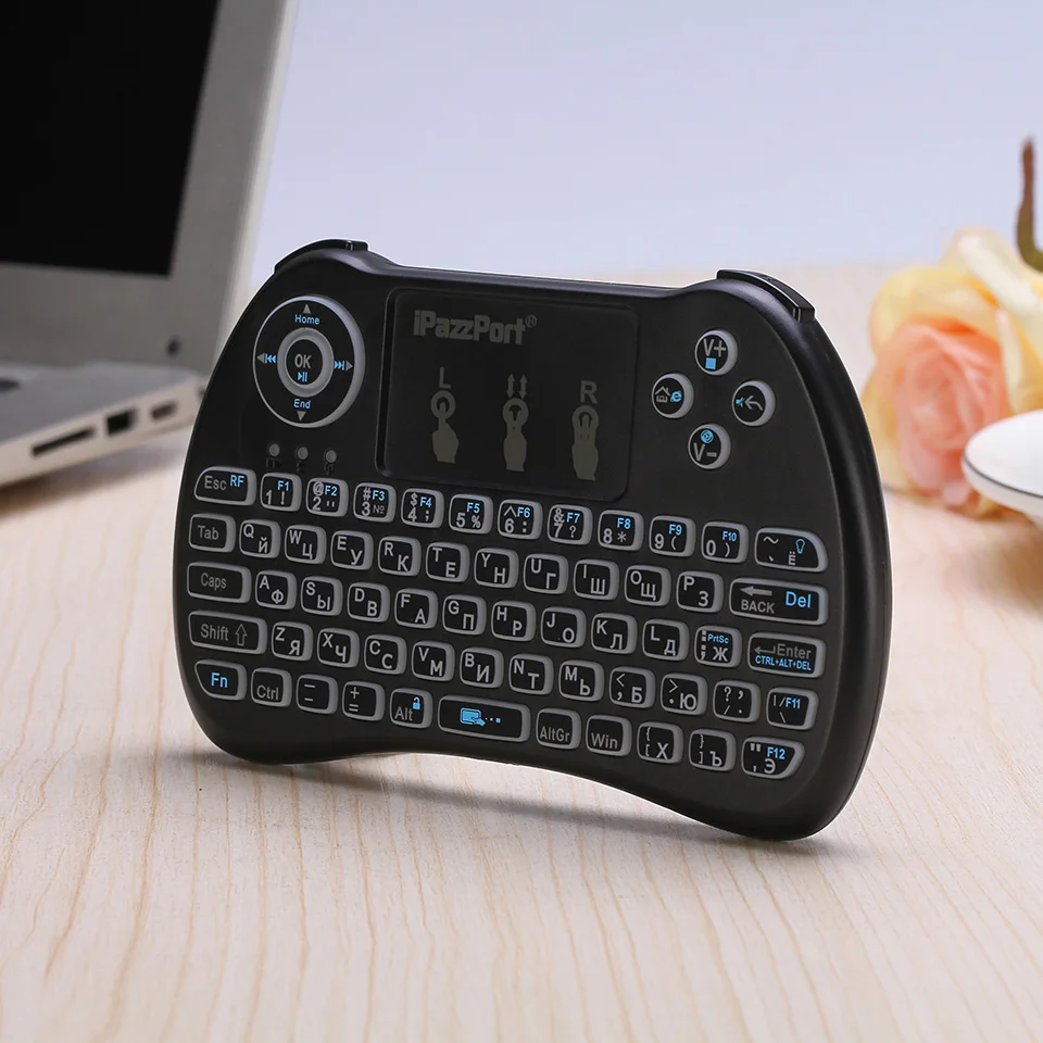 IPazzPort 21Q RGB подсветкой Русский мини клавиатура 2 4 ГГц Беспроводной Air Мышь с