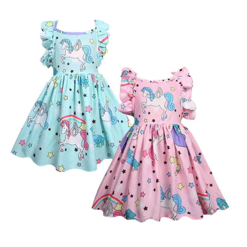 Unicorn Dress 2018 Summer Princess Girl Party Sleeveless Cotton Ruffle Vestidos Children Clothing Costume D0938 | Детская одежда и