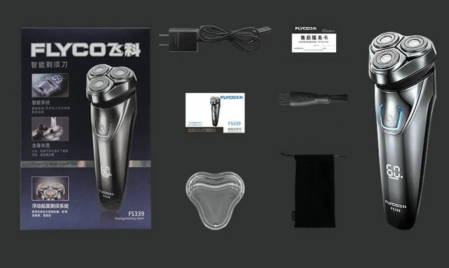 Flyco fs339 электрическая Мужская бритва 3D умный человек бритва перезаряжаемая с всплывающим триммером Быстрая зарядка 1 час с 3 лезвиями USB линия