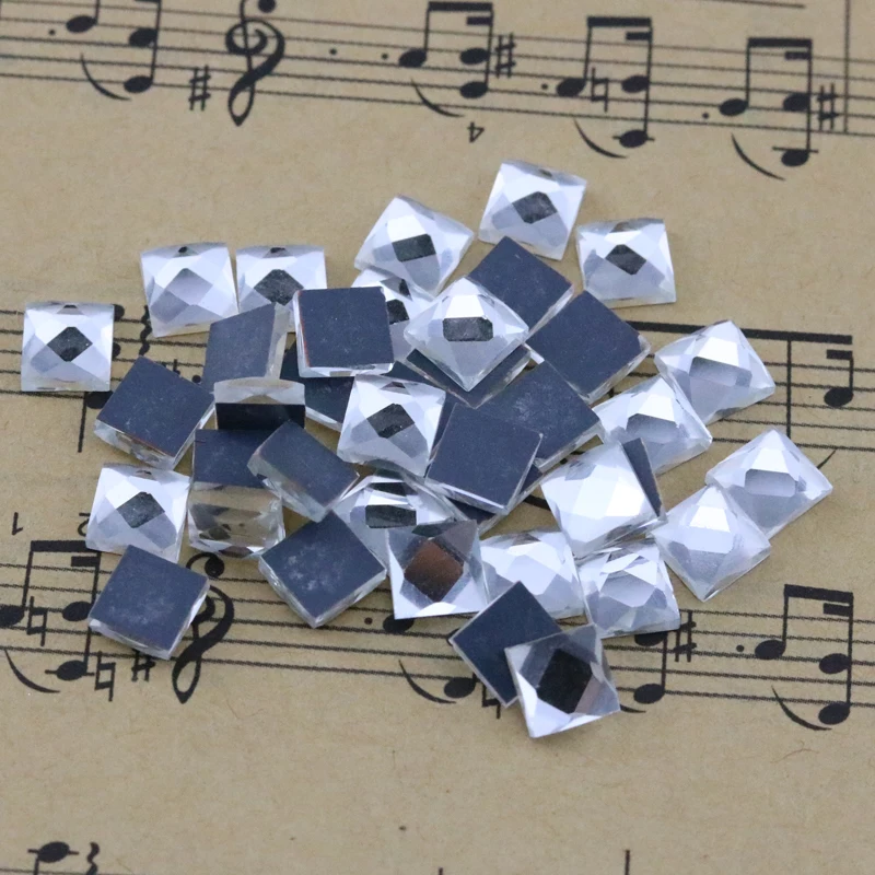 100 шт 6 мм квадратный бусы из стекла и камней с плоской клеящейся задней