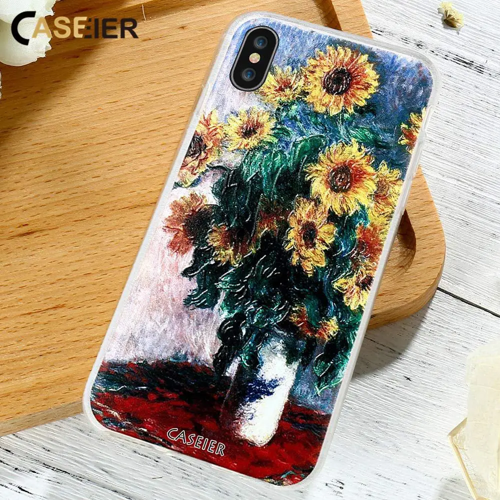 Caseier картины Моне чехол для телефона iPhone 7 8 Plus Мягкий ТПУ силиконовый 6/6s X 5 5S SE