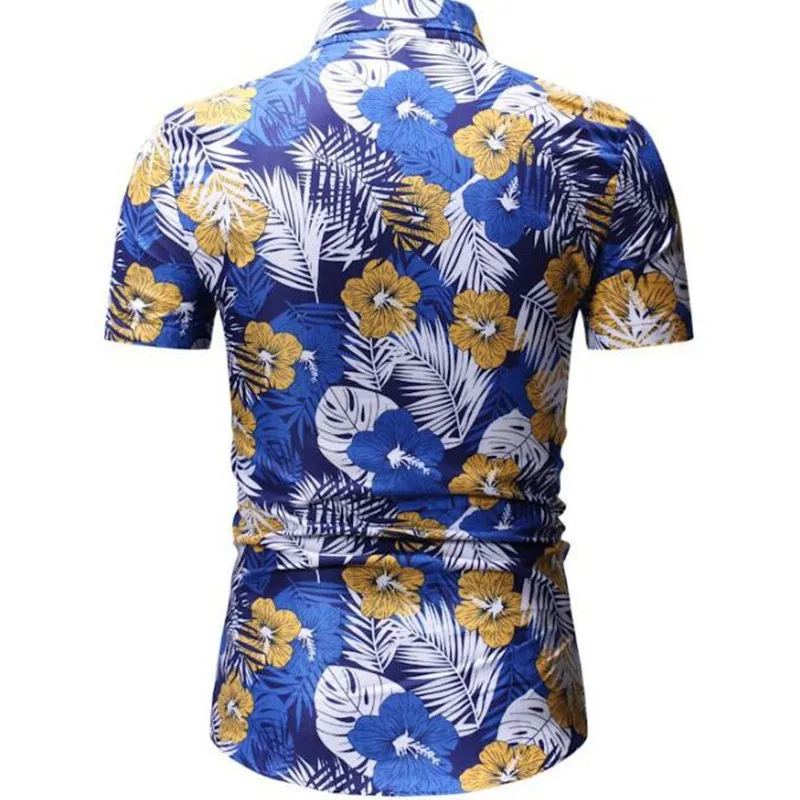 

new high-end atmospheric brand men's casual fashion feather flower print shirt casual short sleeve fashion shirt