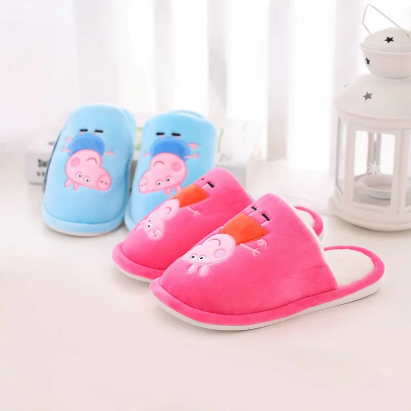 Оригинальные Плюшевые тапочки Peppa Pig Джордж; 19/21, 5 см; домашние тапочки из хлопка с мягкой подошвой; тапочки со Свинкой Джордж Пеппой; подарок на день рождения для детей