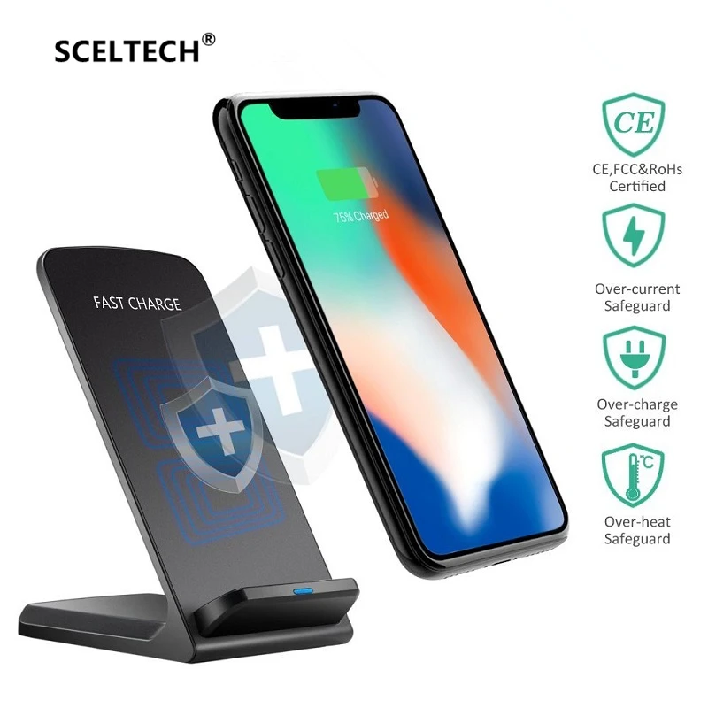 SCELTECH Qi Беспроводное зарядное устройство Быстрая настольная Беспроводная