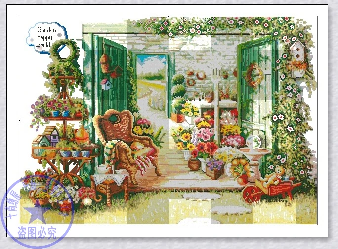 Набор для вышивки крестом Классический комплект сада счастливого мира цветов