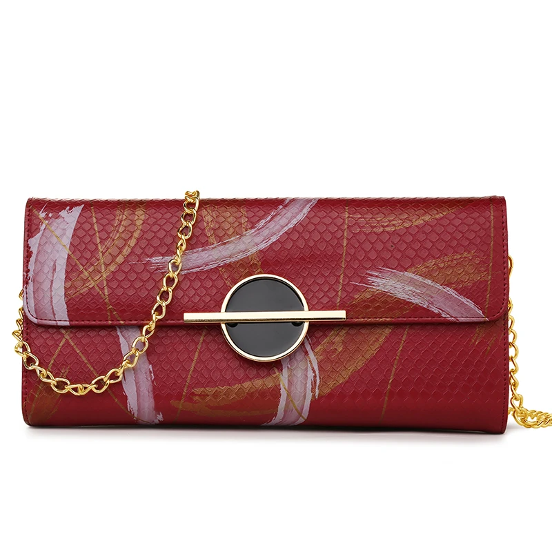 

Long Wallet Women Red PU Leather Serpentine Brush Parten Design Handbags Party Evening Bags Carteira Feminina Carteras Mujer